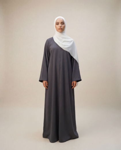 Noor Qamar abaya - Antracitgrå
